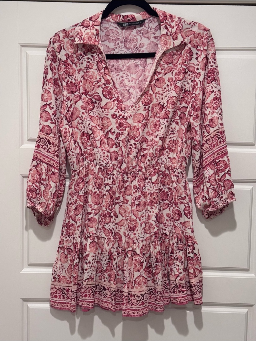 Zara Rose-Pink Floral V-Neck dress